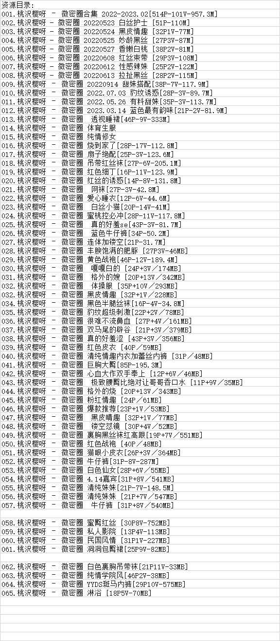 桃沢樱呀丨微密合集[已更65期]