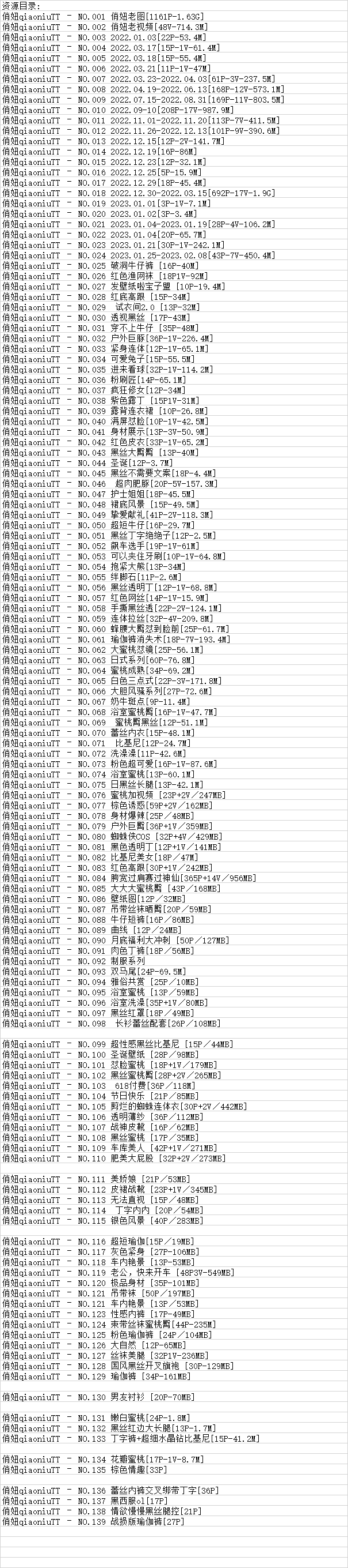 俏妞qiaoniuTT丨微密合集[已更139期]