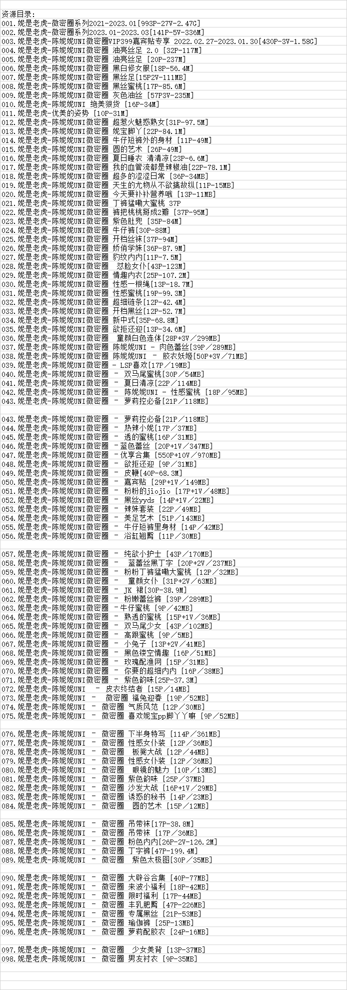 妮是老虎(陈妮妮UNI)丨微密合集[已更98期]
