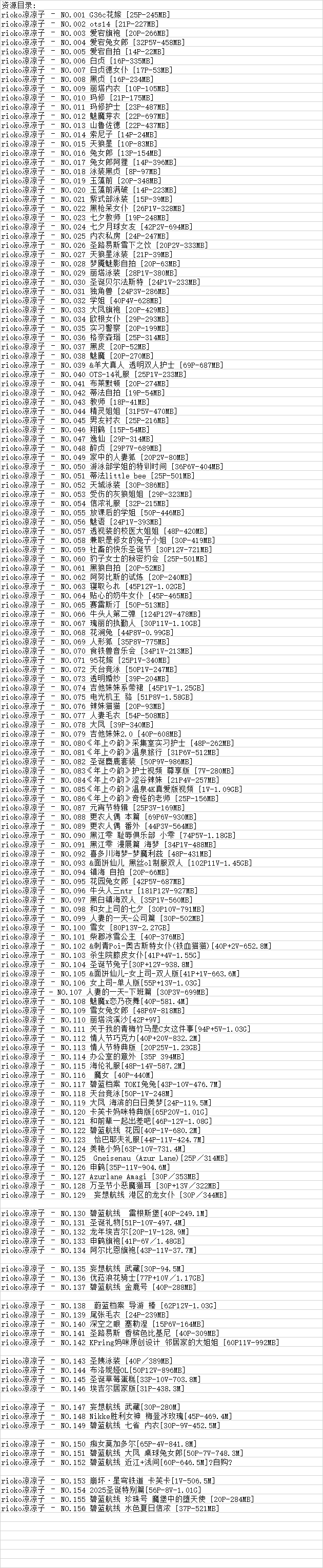 Rioko凉凉子丨COS合集[已更156期]