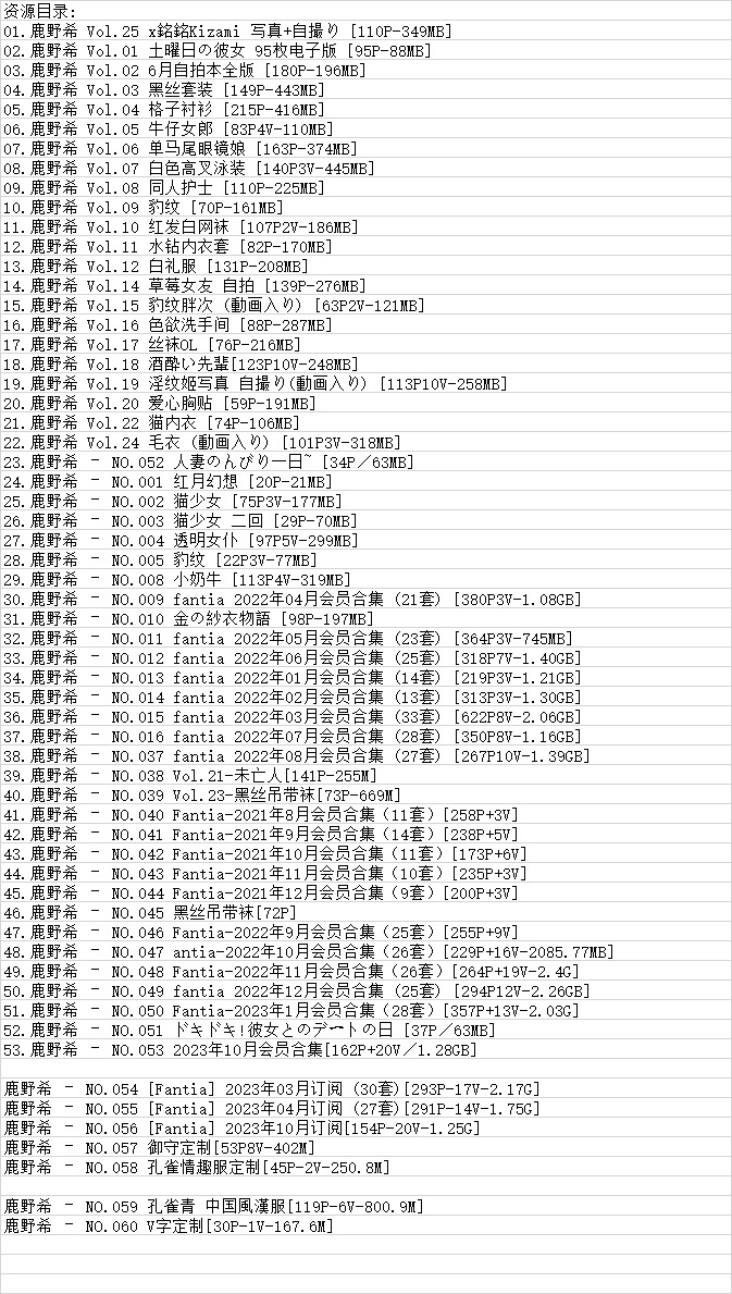 鹿野希丨COS合集[已更60期]