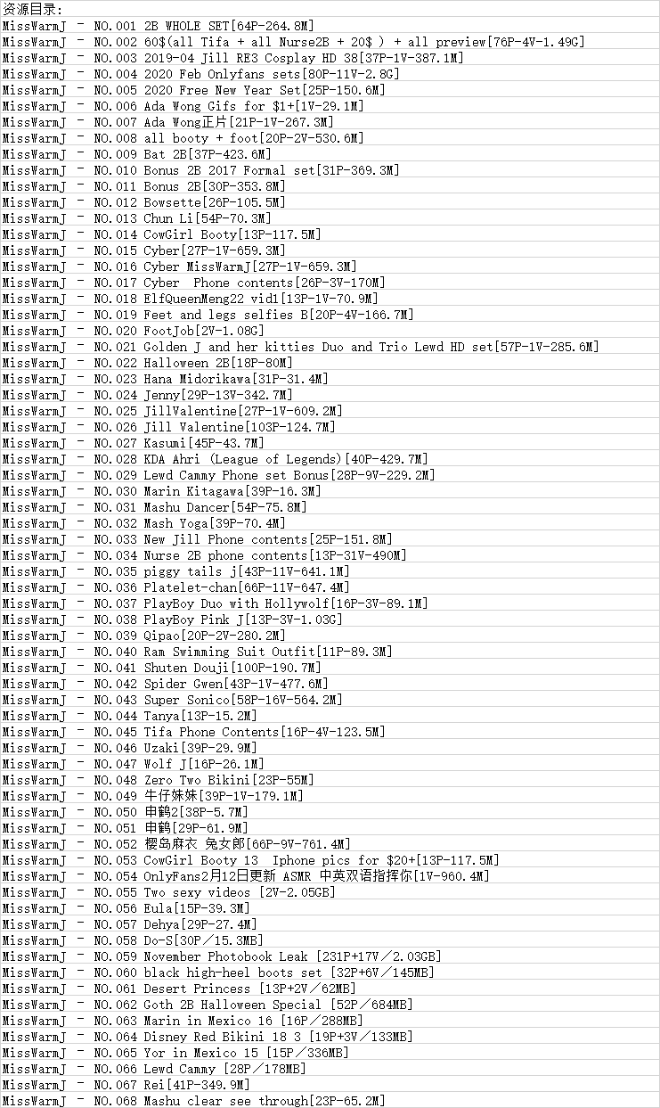 MissWarmJ丨COS合集[已更68期]