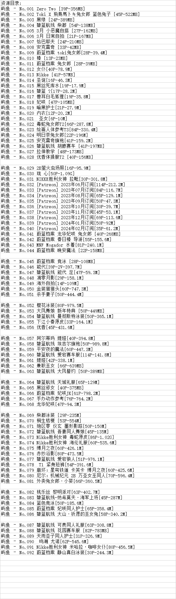 屿鱼丨COS合集[已更92期]