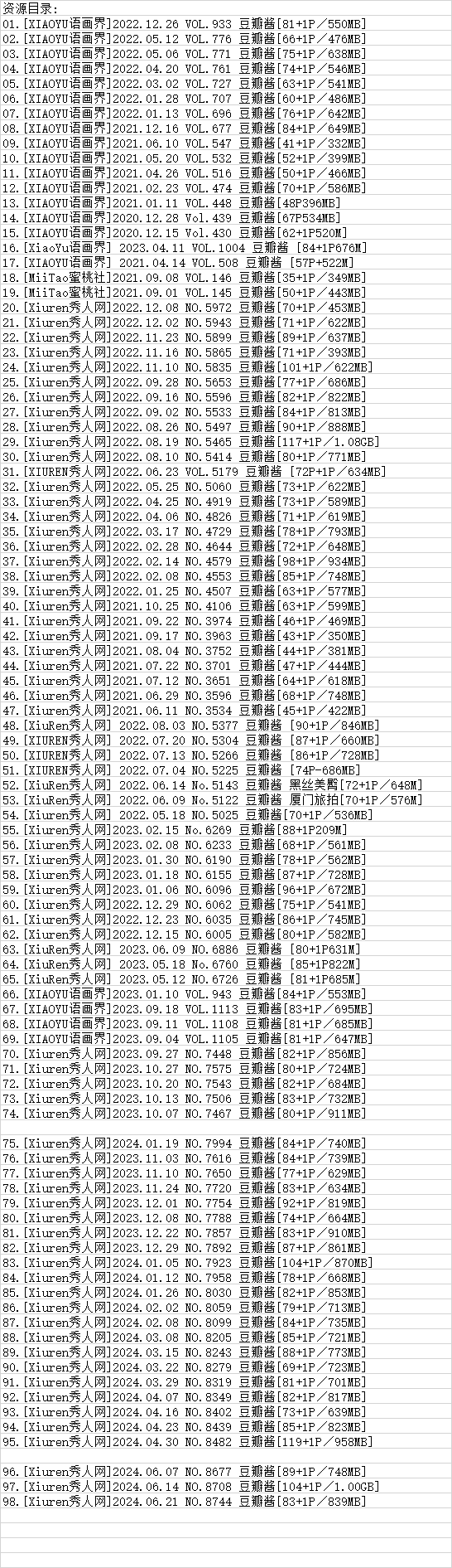 豆瓣酱丨秀人合集[已更98期]