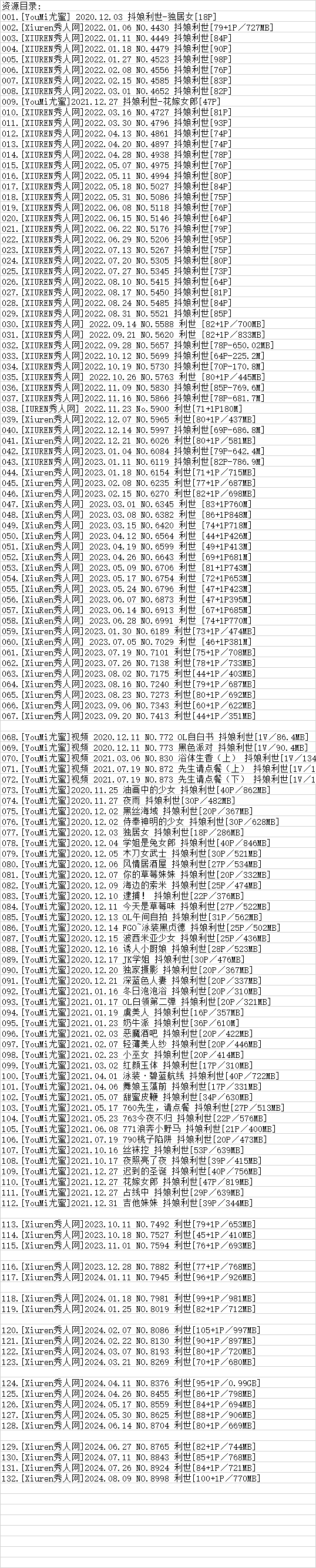 抖娘利世丨秀人合集[已更132期]