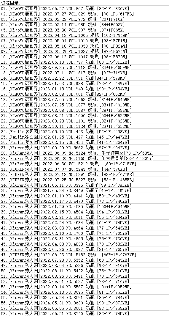 奶瓶丨秀人合集[已更58期]