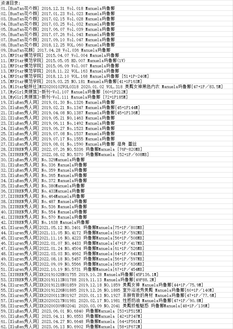 玛鲁娜Manuela丨秀人合集[已更62期]