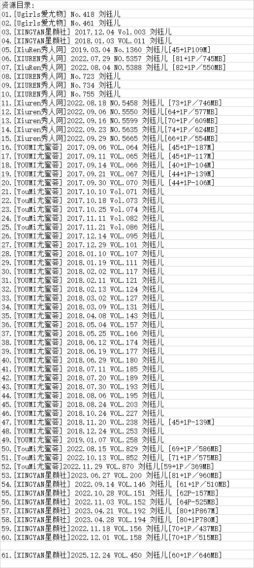 刘钰儿丨秀人合集[已更61期]